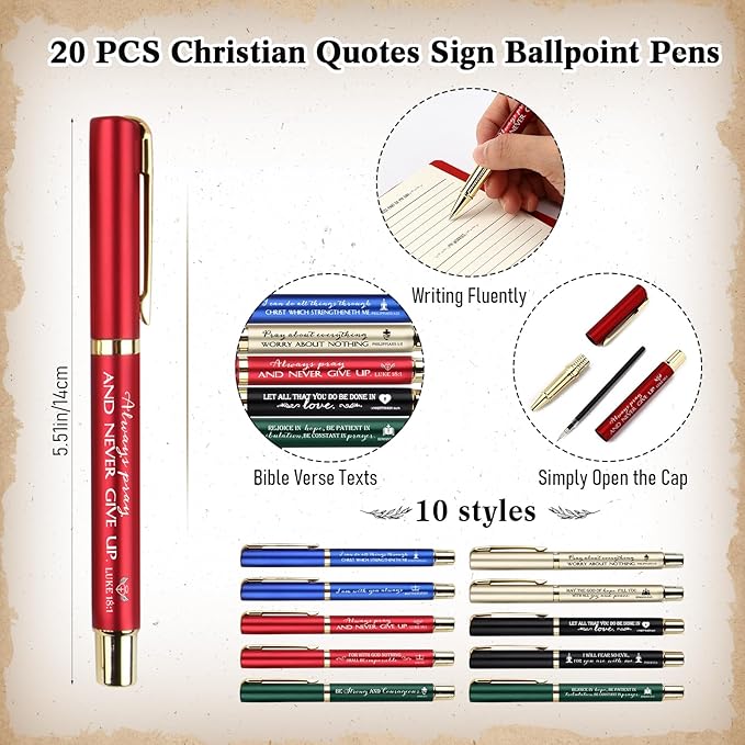 Spakon 20 Set Christian Gifts Bulk Easter Mother's Day Church Sticky Note Spiral Notebook Bible Verse Ballpoint Pen Prayer Journal Religious Scripture Notepad Sunday School Teacher Party Favors