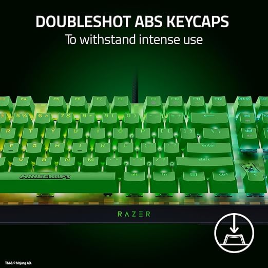Razer BlackWidow V4 X Mechanical Gaming Keyboard: Green Switches Tactile & Clicky - 6 Macro Keys - Chroma RGB - Doubleshot ABS Keycaps - Sound Dampening & Stabilizers - Minecraft Edition