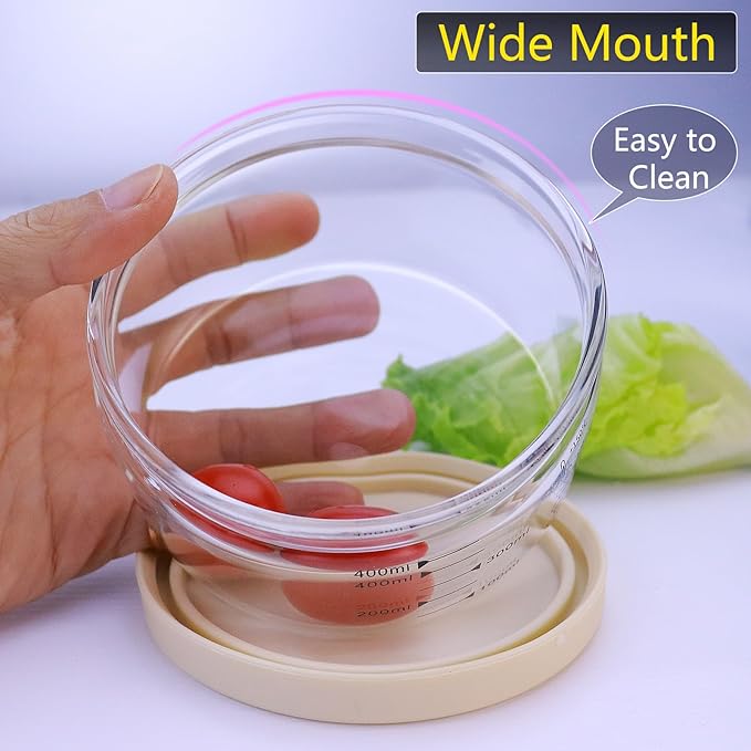 16 oz Glass Container with Silicone Lid, Glass Food Storage Container-Clear