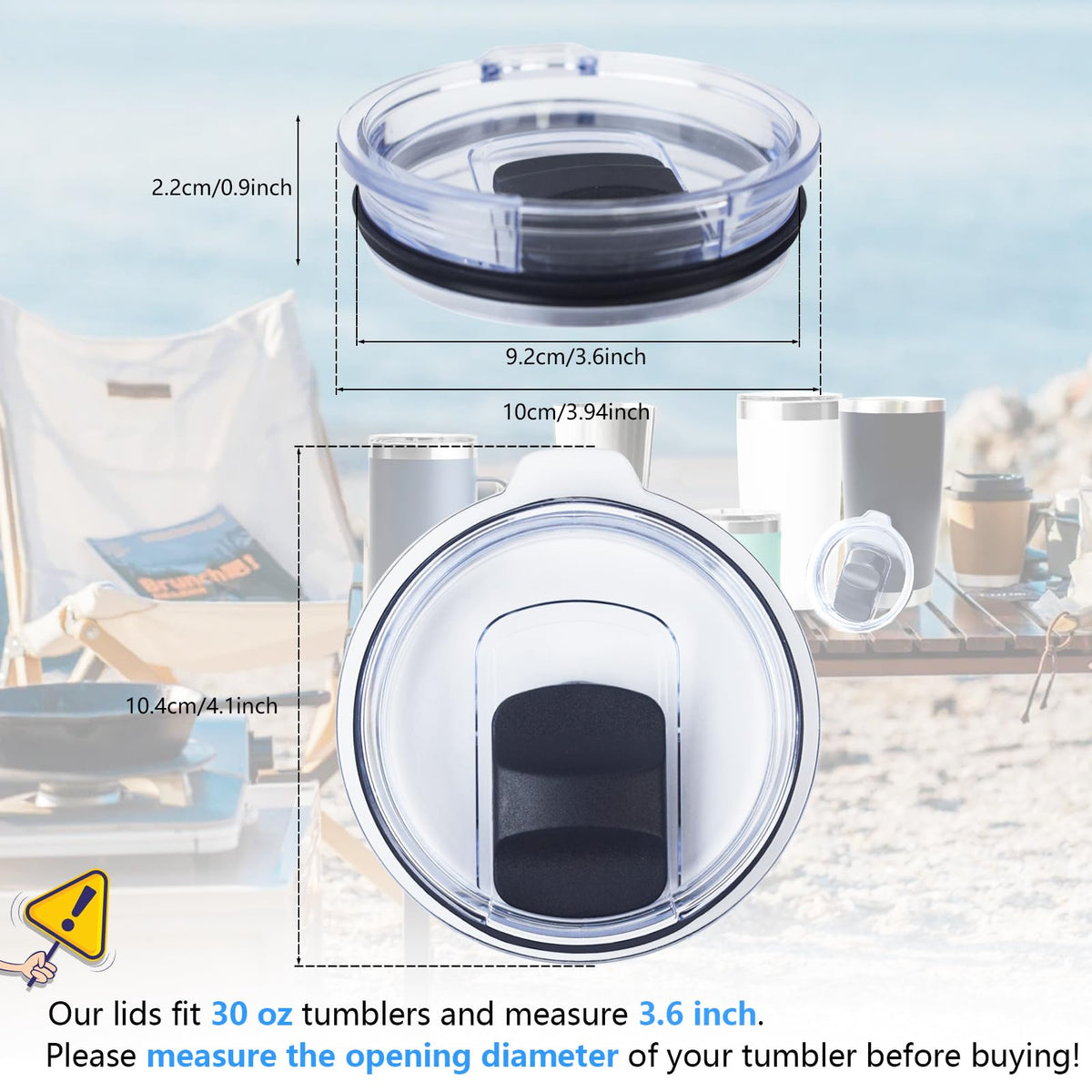 2 Pack 30 oz Tumbler Lid, Magnetic Slider Replacement Lids for YETI 30/32 oz, 14 oz Mug and 35/42 oz Straw Mug, Ozark Trail Old Style Tumbler, Travel Spill-Proof Cup Lids Covers, BPA Free