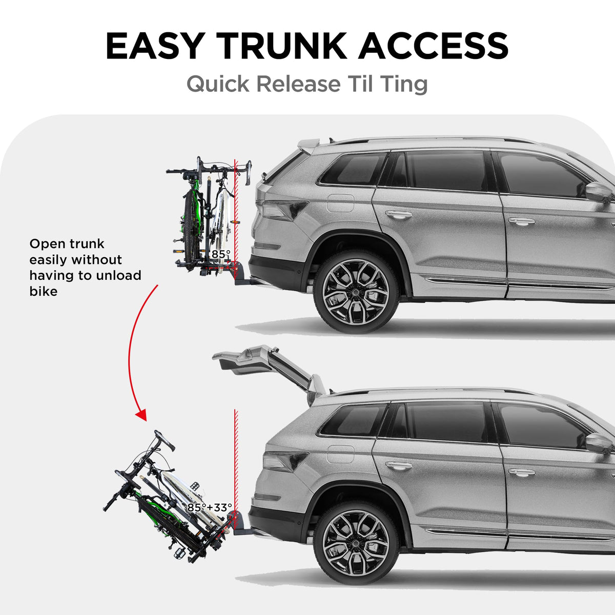 Rockland Foldable 2-Bike Rack with Lock, 200 lbs Capacity, Hitch Mount Bike Rack, Fits up to 5" Fat Tire Width and 50" Wheelbase, Bike Carrier Rack for 2" Receiver for Cars SUVs Vans RVs