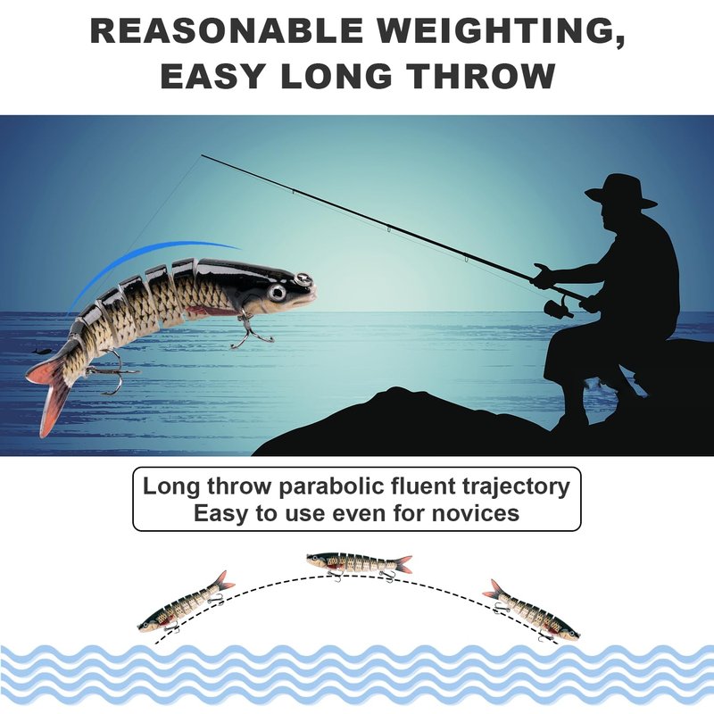 ReeMoo Fishing Lures for Bass, Topwater Fishing Lures, Multi Jointed Swimbaits, Lifelike Slow Sinking Swimming Bass Lures for Freshwater and Seawater Fishing Accessories