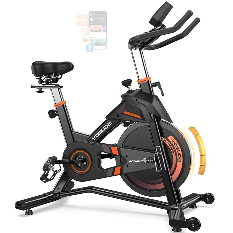 YOSUDA Magnetic Exercise Bike,Stationary Bikes for Home with Exclusive App, 400 lbs Weight Capacity & 50 lbs Flywheel, Indoor Cycling Bike with Tablet Holder & Adjustable Seat and Handlebars