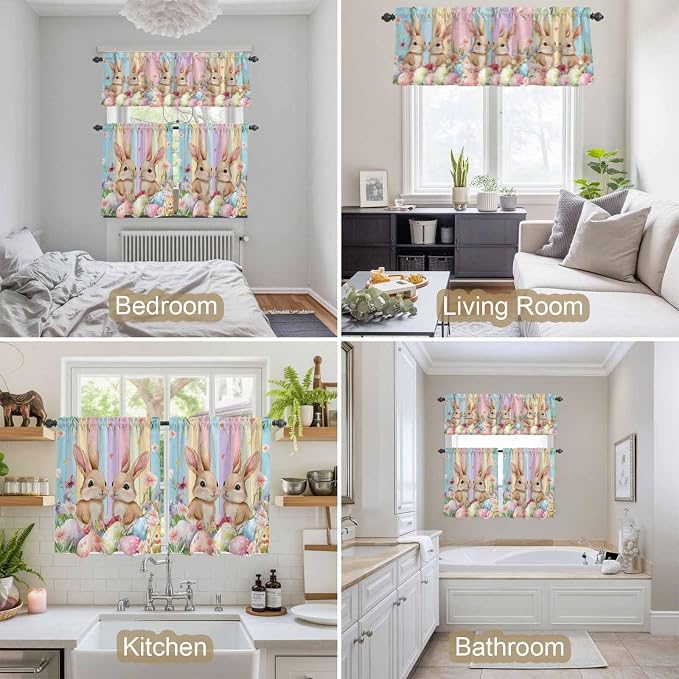 Easter Kitchen Curtains Set 3 Piece