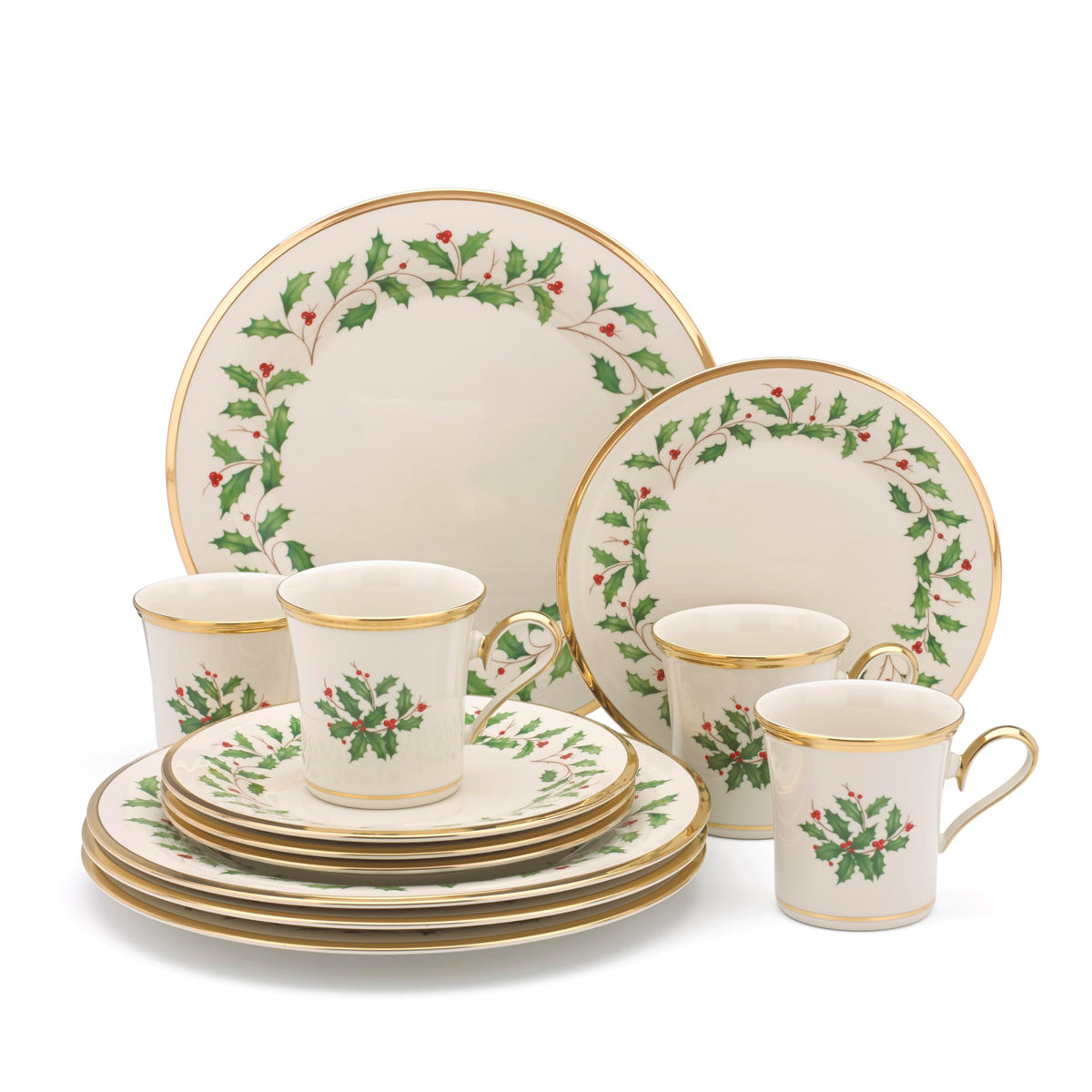 Lenox Holiday Porcelain Christmas Salad Plate Set for 4