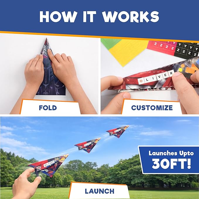Doctor Jupiter My First Paper Airplane Book Kit for Kids Ages 6+ | Make & Fly 50+ Paper Airplanes with 500+ Stickers |Birthday Gift Ideas for 6-7-8-9-10 Year Old Boys & Girls | Airplane Toy, Craft Kit