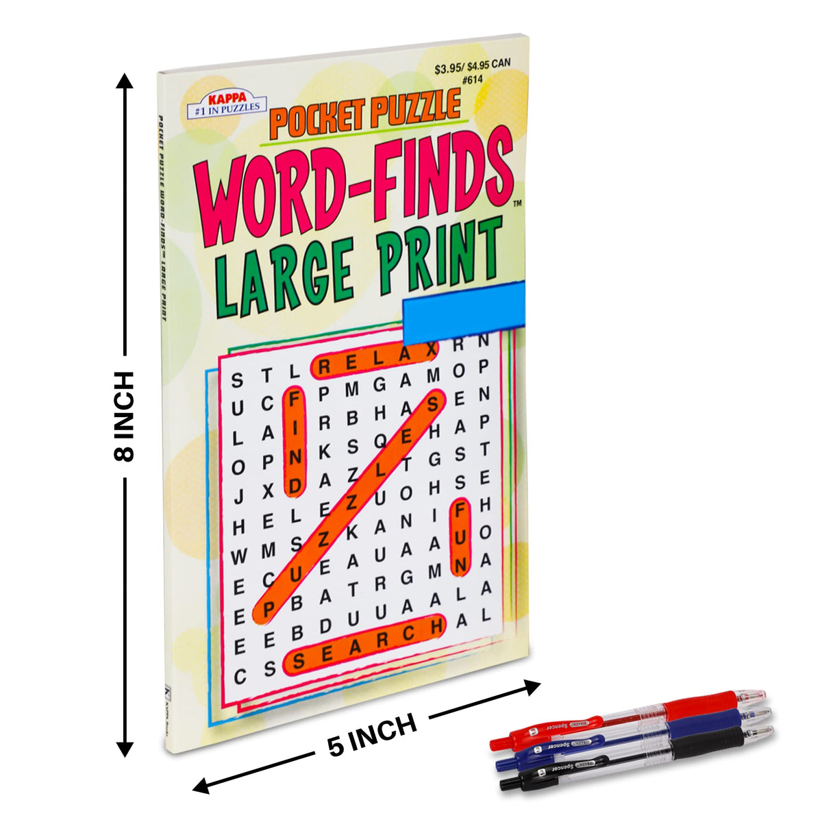4-Pack 350+ WordSearch Puzzle Books for Adults, Aging Seniors Brain Stimulation Large Print Words Activity Books (Variety Pack Bulk), Paperback – Large and Digest Combo