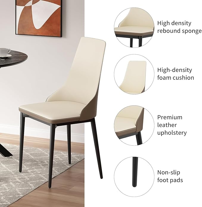 VFK 5-Pieces Dining Table Set for 4,36 inch Small Kitchen Table and Chairs Set Modern Metal Cross Base Dinner Table with 4 Cushioned Seat Round Coffee Table for Kitchen and Living Room
