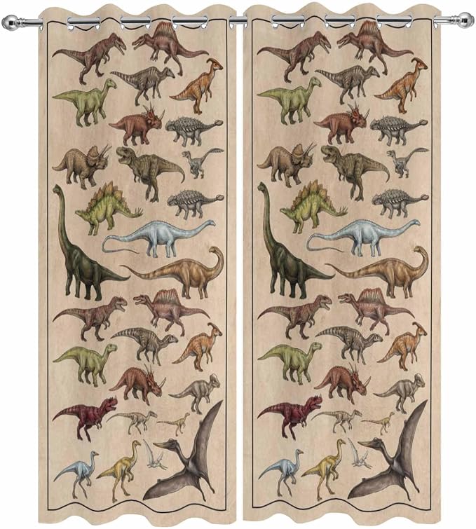 Vintage Outdoor Curtains for Patio Dinosaurs Biographies Retro Waterproof