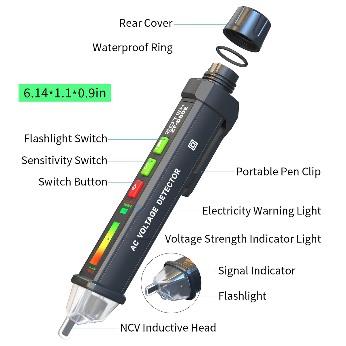 Zoyi DB02 AC Voltage Detector - Non-Contact Voltage Tester Pen with Break-Point Testing, Dual-Range 12V-1000V/48V-1000V,Electrical Tester for Home, Electricians & DIY Enthusiasts