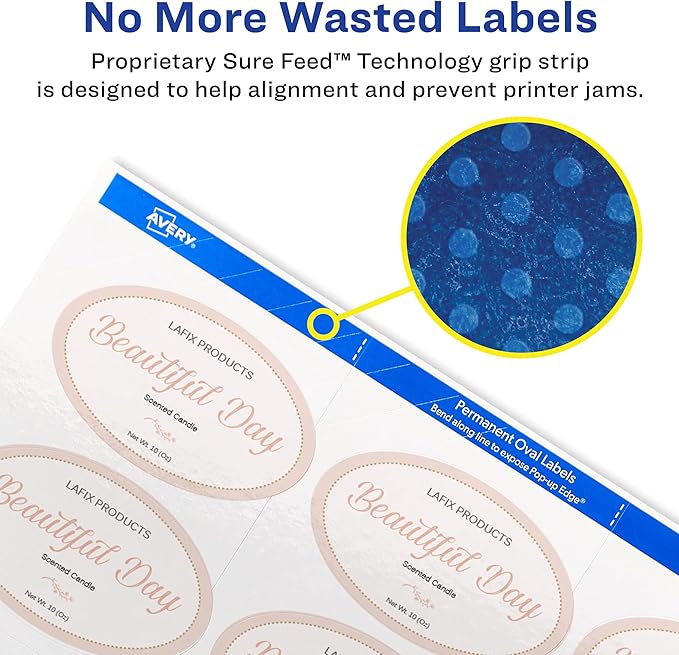 Avery Printable Blank Oval Labels, 1.5" x 2.5", Glossy White, 180 Customizable Labels (22804)