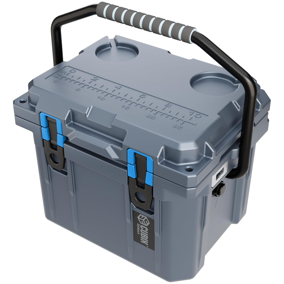 Cubix Outdoors, QuadraX 10QT Rotomolded Personal Small Cooler, Insulated Portable Hard Cooler Ice Chest, Holds Ice for 72 Hours for Outdoor Activities, 2 Built-in Cup Holders, Granite Grey