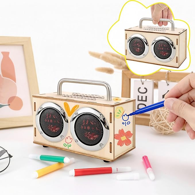 DIY Bluetooth Speaker Kit with Metal Handle - STEM Projects for Kids Ages 8-12, Build Your Own Portable Speaker, No Soldering Science Experiment Gift for Boys & Girls 8 9 11 13