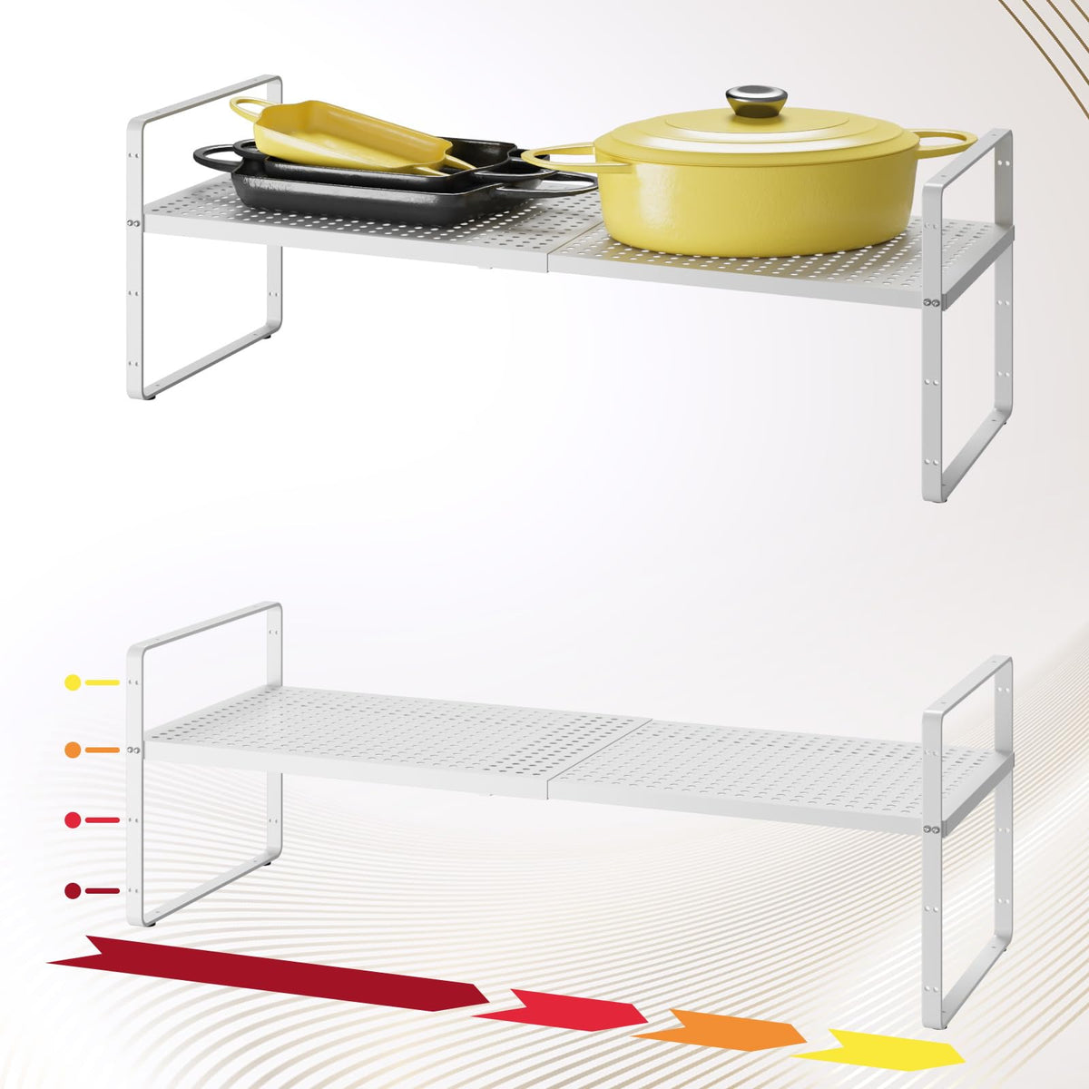 taiheis 16.5~27.1" Expandable Shelf，2Pack 8.1" Wide Adjustable Height Cabinet Shelves，Black