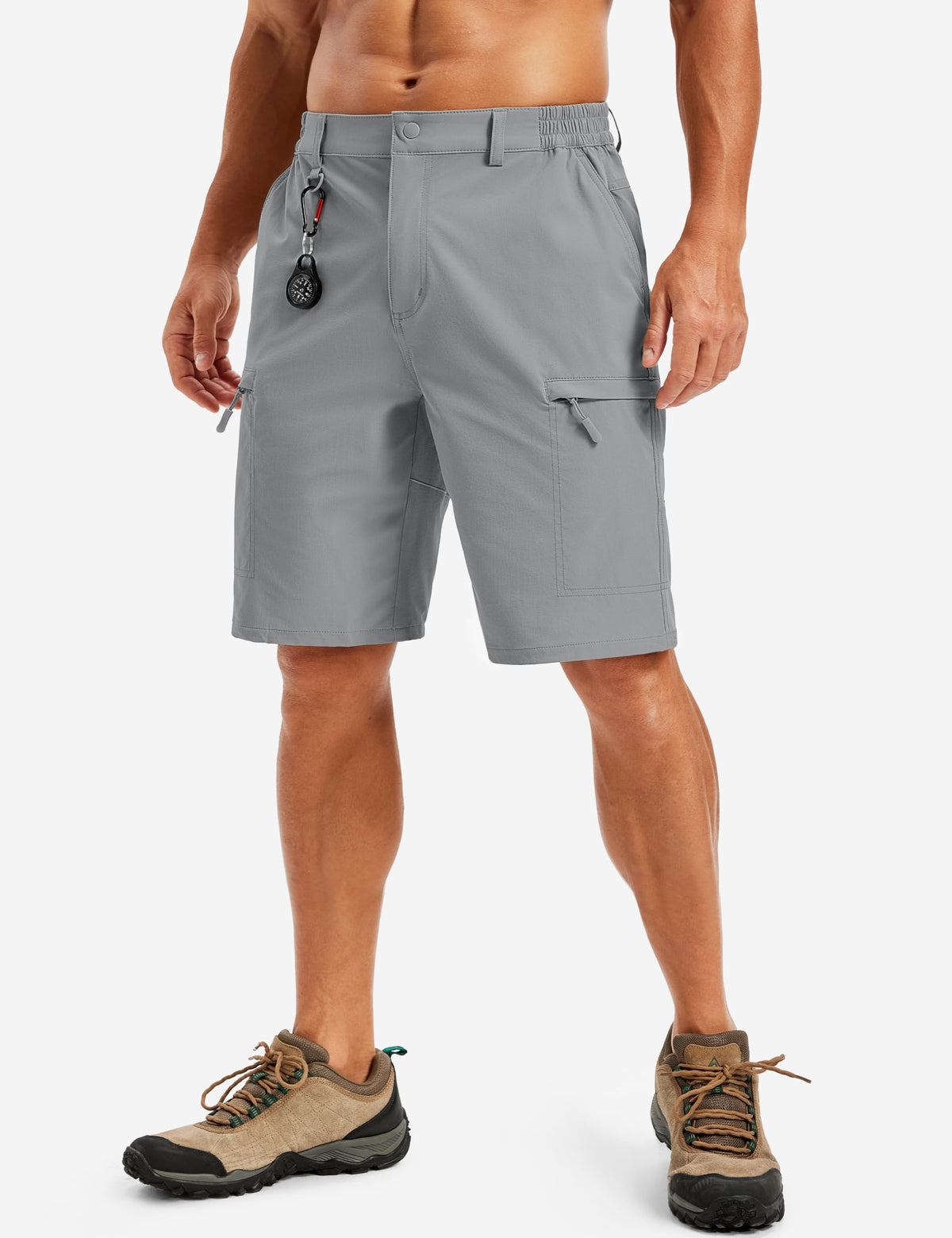 TACVASEN Cargo Shorts for Men Quick Dry Hiking Lightweight Golf Workout Fishing Travel Shorts Summer Beach Light Grey 32