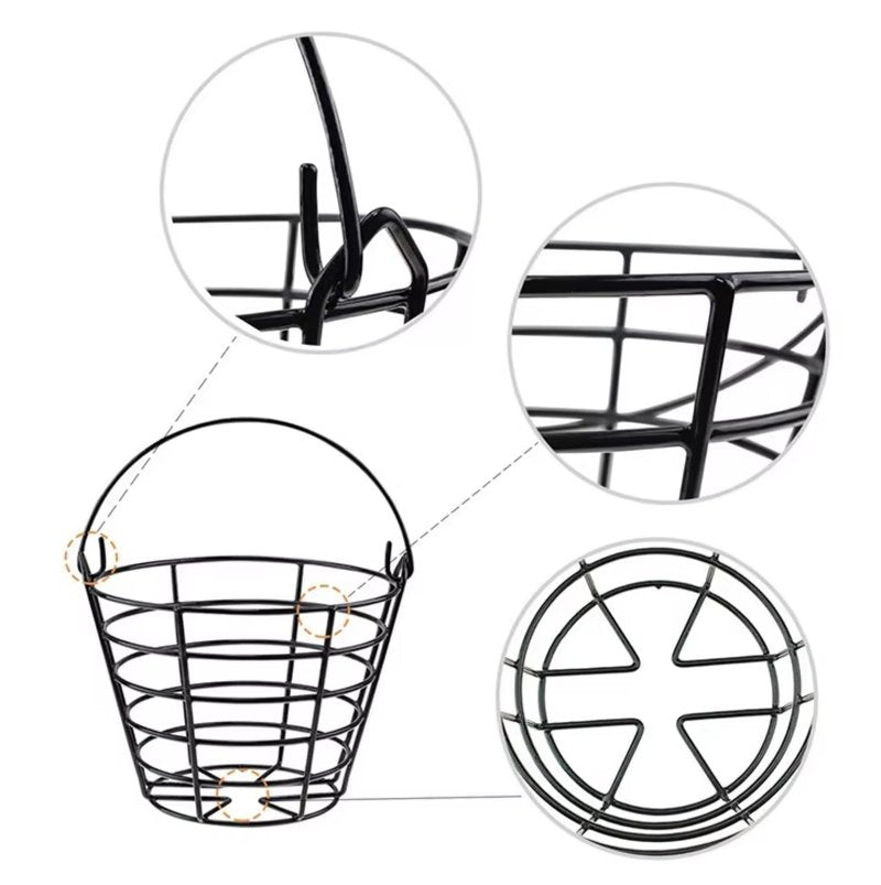 Main Products Metal Range Golf Ball Baskets with Handle, ( 4 Pack ), Golf Ball Storage Bucket, Each Bucket Holds 50 Golf Balls (Golf Balls Not Included).