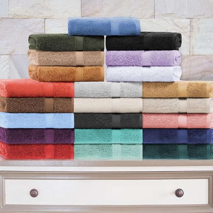 Superior Egyptian Cotton Pile Bath Towel Set of 2, Ultra Soft Luxury Towels, Thick Plush Essentials, Absorbent Heavyweight, Guest Bath, Hotel, Spa, Home Bathroom, Shower Basics, Toast