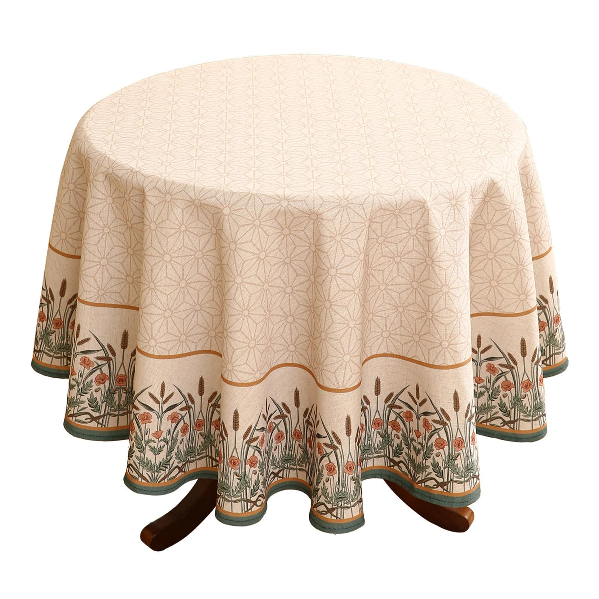 patdrea Vintage French Linen Tablecloth,Round,Diameter 55"-Wensel