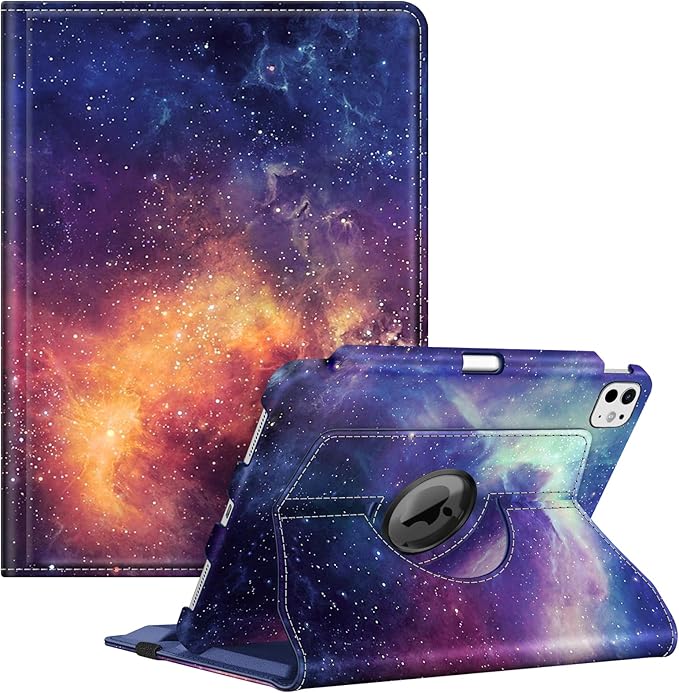 Fintie Rotating Case for iPad Pro 11-inch (M5) 2025 / (M4) 2024 - [Built-in Pencil Holder] 360 Degree Swiveling Smart Stand Protective Cover, Auto Sleep/Wake, Galaxy