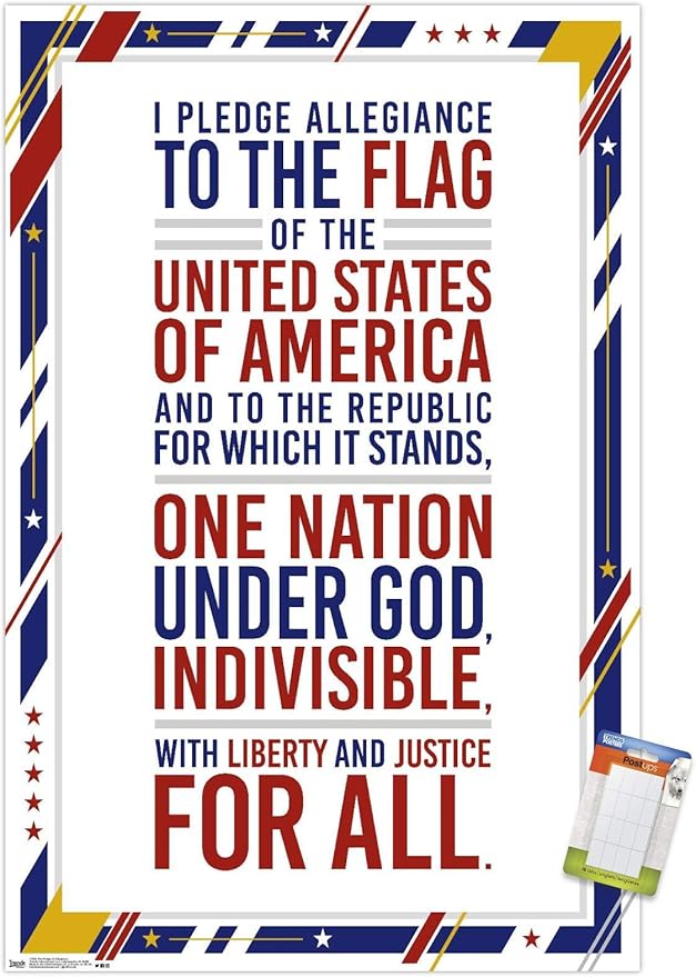 Trends International The United States Of America - Pledge Of Allegiance Wall Poster, 22.375" x 34", Poster & Mount Bundle