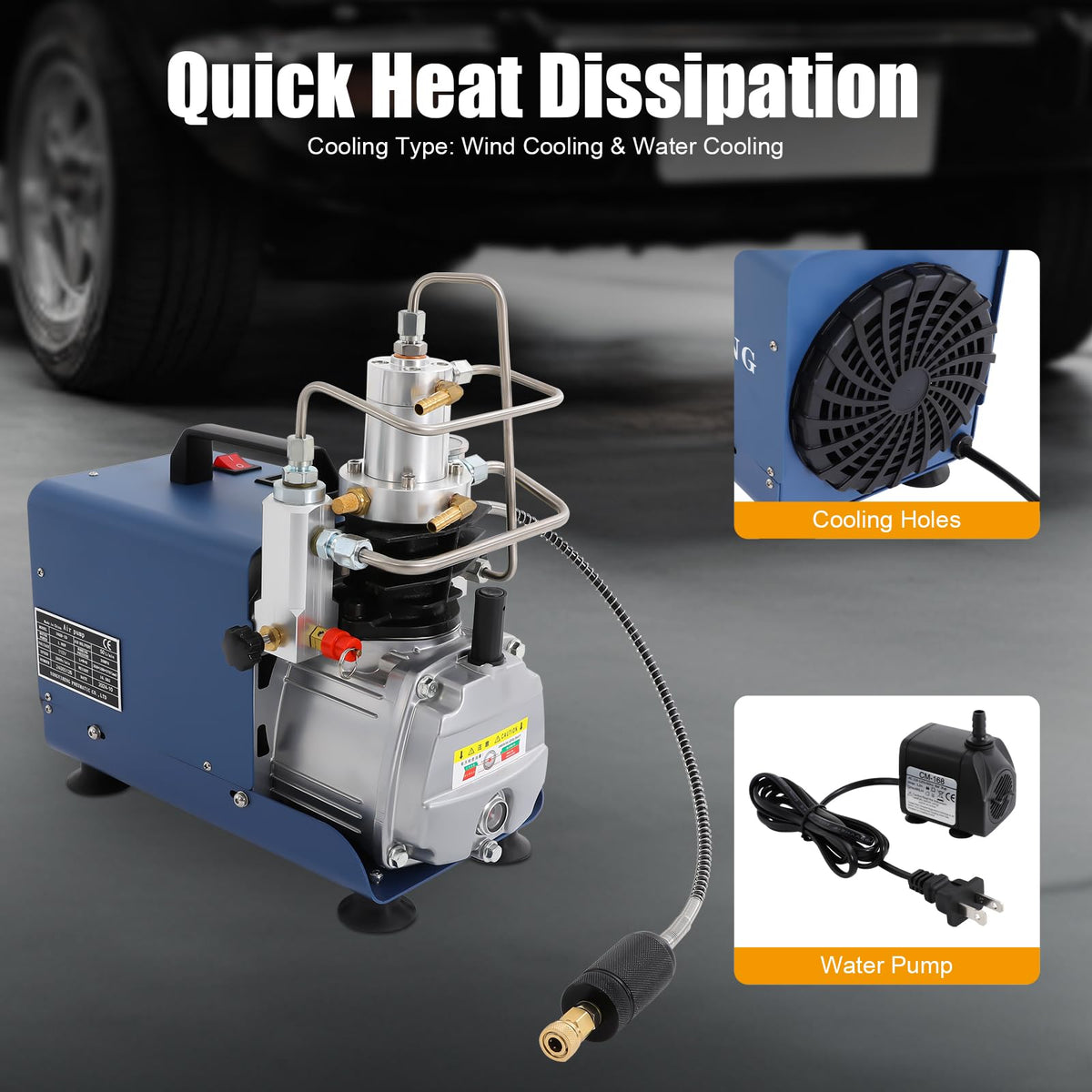 High Pressure Air Compressor,4500PSI Electric Air Compressor Scuba Diving Pump High Pressure Water-cooling 1.8KW,For Fire Fighting,Diving