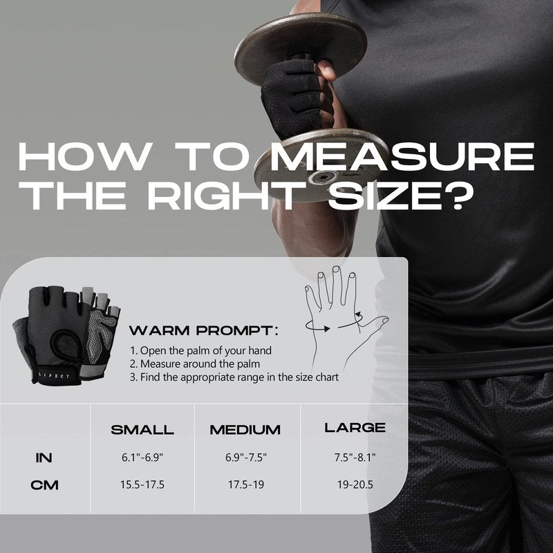 LIFECT Essential Breathable Workout Gloves, Knuckle Weight Lifting Gloves with Curved Open Back, for Powerlifting, Gym, Crossfit, Women and Men (Black, Small)