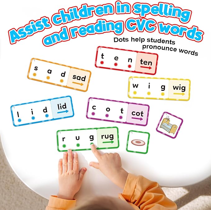 CVC Word Games, Phonics Games Flash Cards, Speech Therapy Toys for Toddlers & Kids, Learn to Read & Spell, Preschool & Kindergarten Learning Activities, Educational Toy