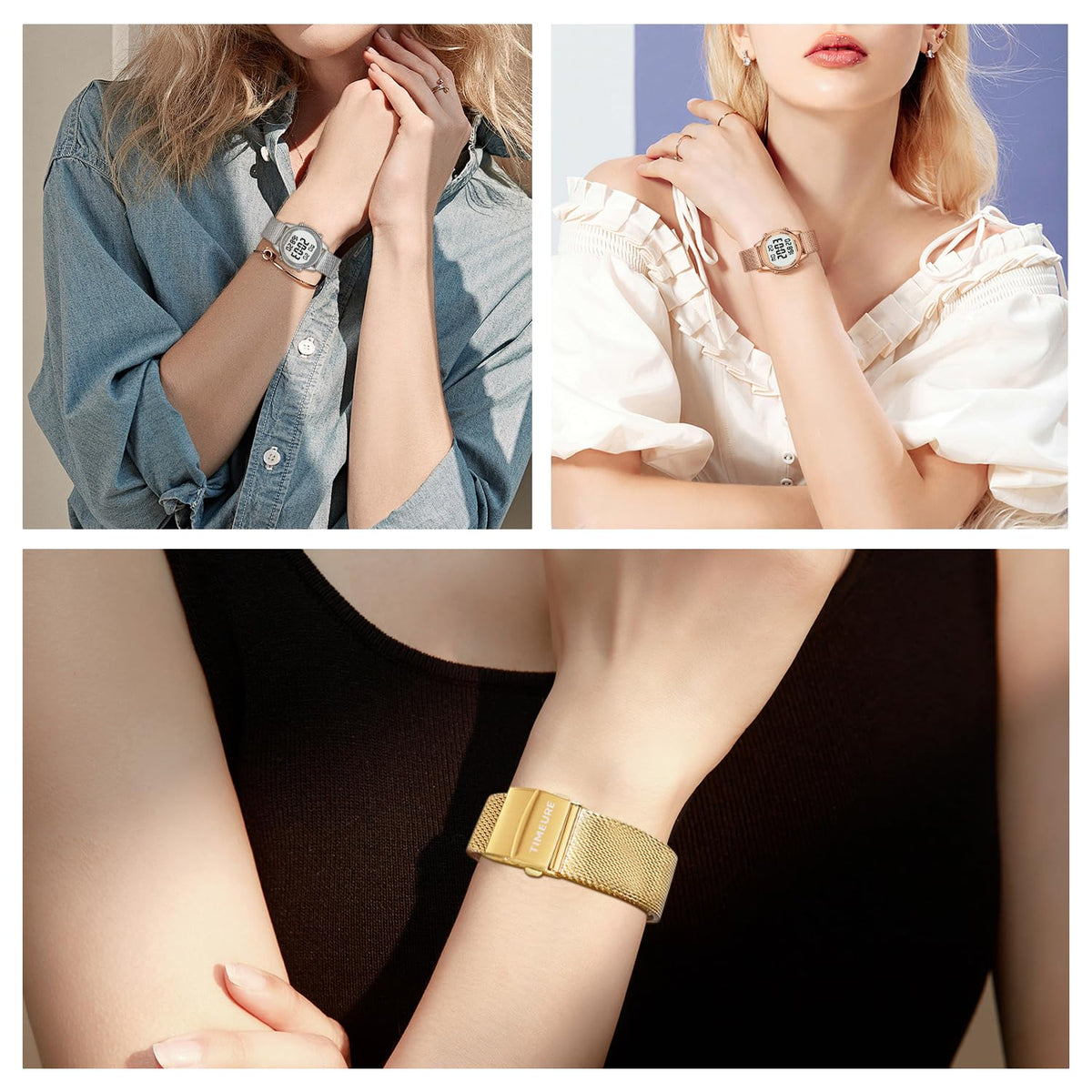 TIMEURE Pedometer Watch for Women, Step Counter Watch, No App or Charging