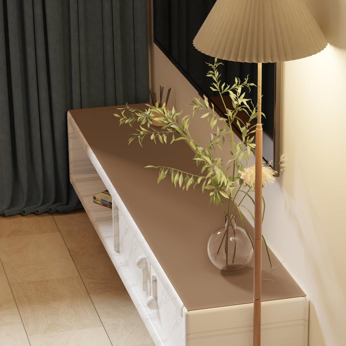 Zinkooat Leather Desk Mat,1.8mm Thick,16x60 Inch Desk Cover,Desk Protector Mat,Dresser Cover Top,Table Cover Rectangle,End Table Cover,Coffee Table Cover Rectangle(Brown+Gray,16x60)