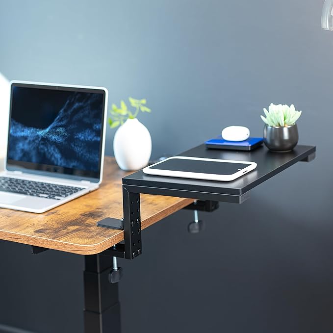 VIVO Clamp-on 15 inch Desk Extension Shelf for Gaming Devices, Ergonomic Computer Monitor and Laptop Riser, Printer Stand, Versatile with Freestanding Feet Included, Desktop Organizer, DESK-SHELF15B