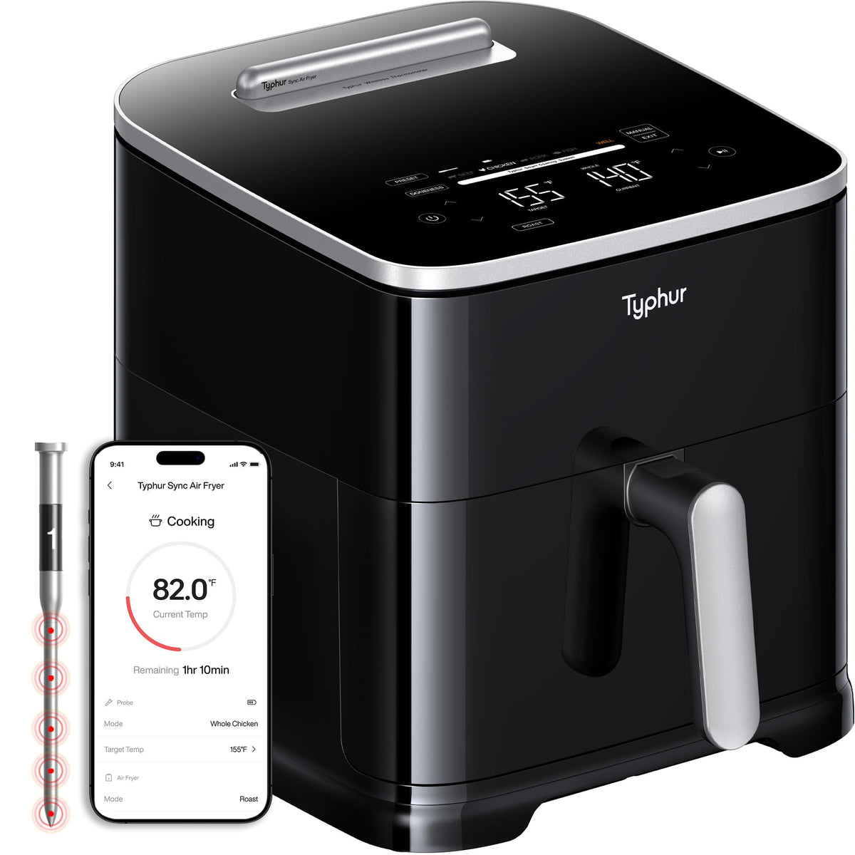 Typhur Dome 2 Large AI Smart Air Fryer, 15-in-1 Dual Heating, Self-Cleaning