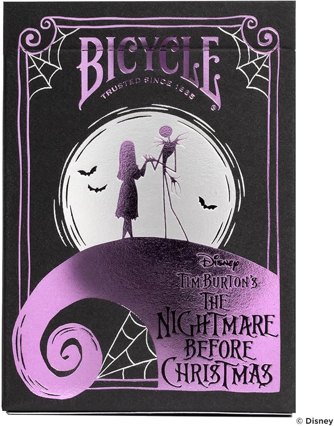 Disney Tim Burton's Nightmare Before Christmas Inspired Playing Cards Featuring Jack Skellington, 1 Deck for Halloween Gifts, Christmas Stocking Stuffers, or Vacation Travel Games
