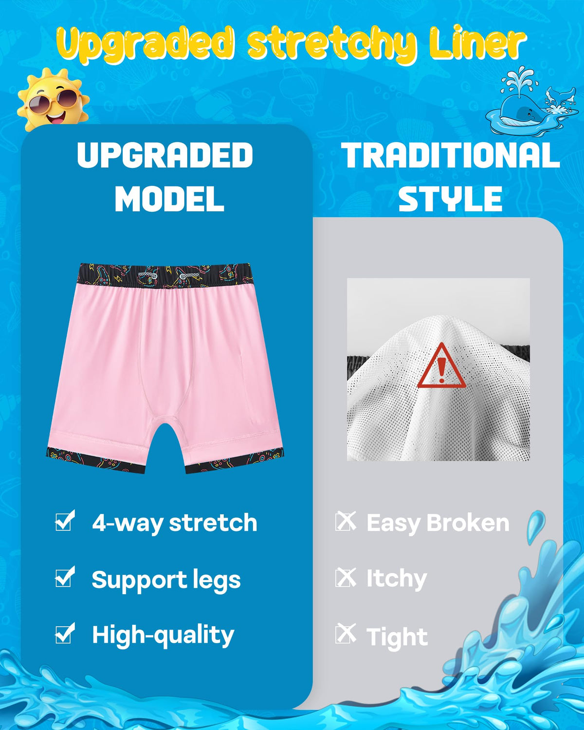 APTRO 2 in 1 Boy's Swim Trunks Quick Dry Kids Bathing Suits Zipper Pockets Board Shorts G07-Game 5-6