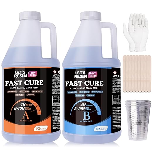 LET'S RESIN EPOXY RESIN 1 Gallon Fast Cure Resin Epoxy-4 Hours Demold