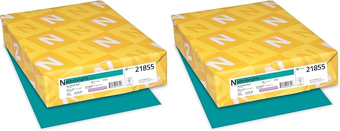 Neenah Wausau Astrobrights Colored Cardstock, 8.5” x 11”, 65 lb/176 GSM, Terrestrial Teal, 250 Sheets (21855) (Pack of 2)