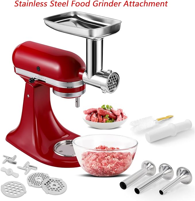 KINGEAGLE Stainless Steel Meat Grinder Attachment for KitchenAid Mixers