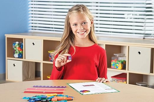 hand2mind Plastic Double-Sided Decimal and Fraction Tiles, Montessori Math Materials, Fraction Manipulatives, Unit Fraction, Fraction Bars Math Manipulatives, Homeschool Supplies (Set of 51)