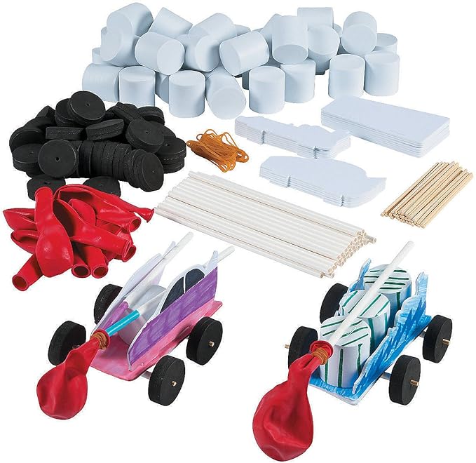 Fun Express DIY Steam Car Craft Kits Makes 10 - STEM Toys Science Kits for Kids Age 5-7 8-12 | Educational Engineering Building Kit for Boys | Hands-On Learning & Education Toys for Science Projects