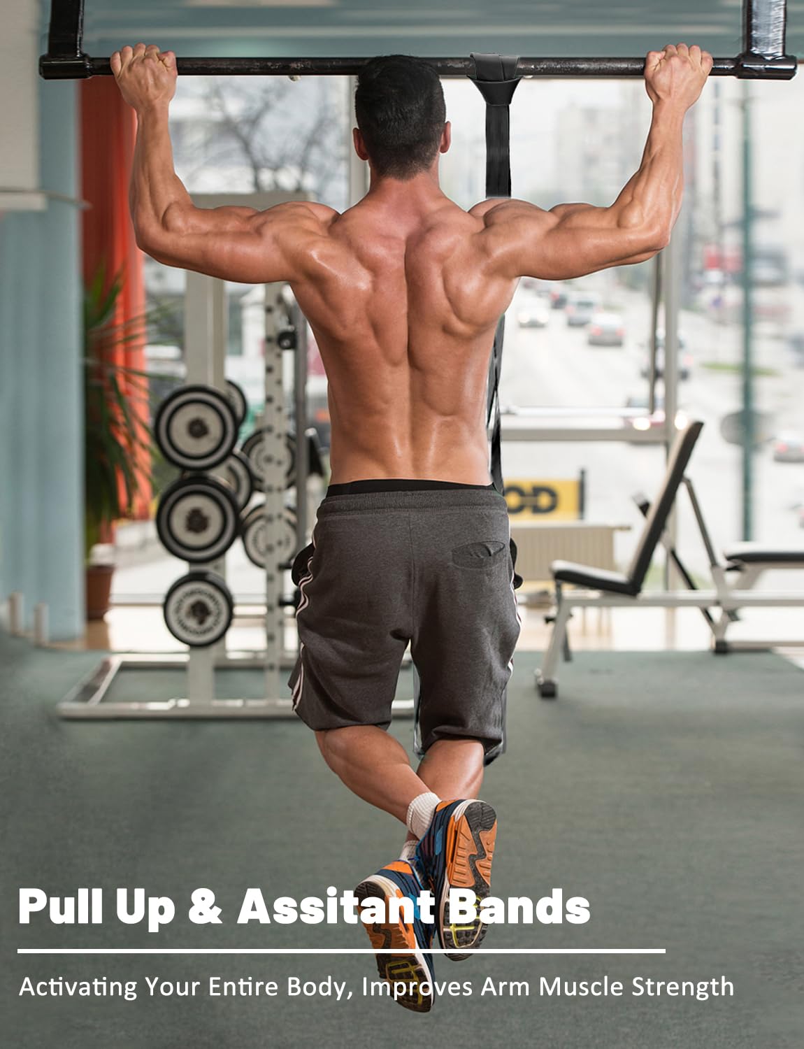 Resistance Bands, Pull Up Assist Bands - Workout Bands, Eexercise Bands, Long Resistance Bands Set for Working Out, Fitness, Training, Physical Therapy for Men Women - Black