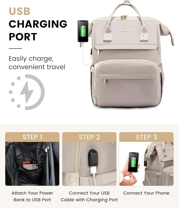 LOVEVOOK College Laptop Backpack, 15.6 Inch Travel Backpack for College, Waterproof Work Backpack Woman for Teacher Nurse Anti-theft Travel Back Pack, Gifts for Women, Dim Grey
