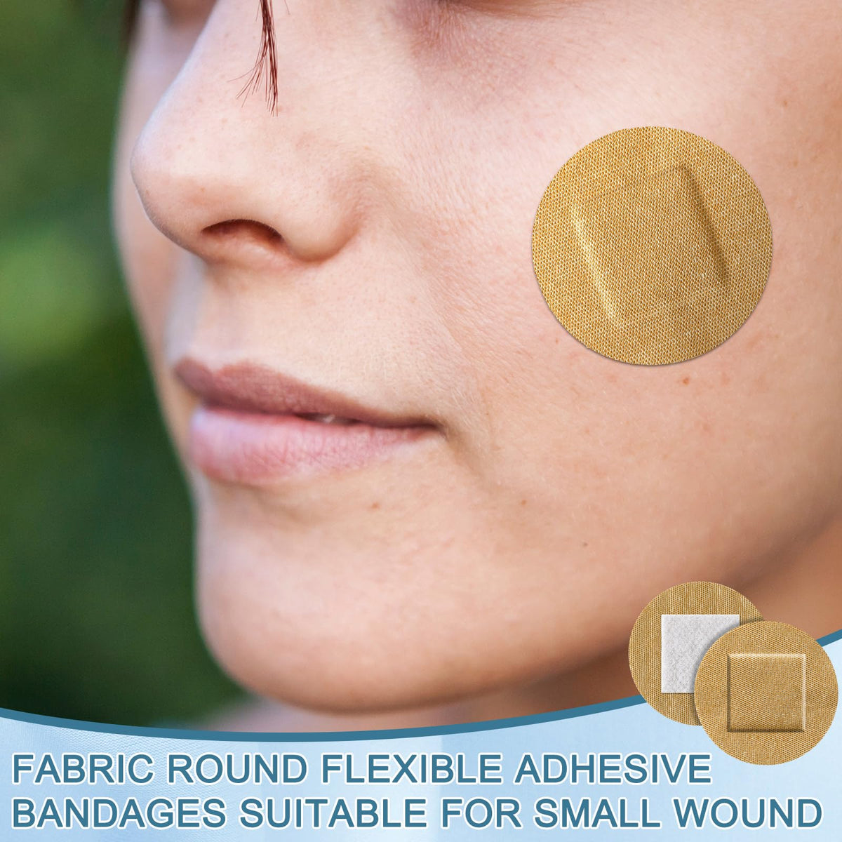 Funtery 200 Pcs 1.5 Inch Round Spot Adhesive Bandage Fabric Adhesive Small Face Bandages with Non Stick Pad Latex Free for Skin Wound Care