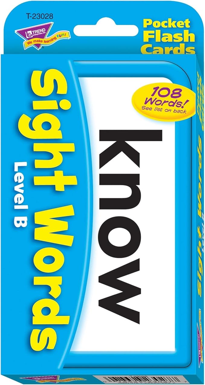 Trend Enterprises: Sight Words Level B Pocket Flash Cards, Great for Skill Building and Test Prep, 56 Two-Sided Cards Included, 108 Commonly-Used Words, for Ages 5 and Up