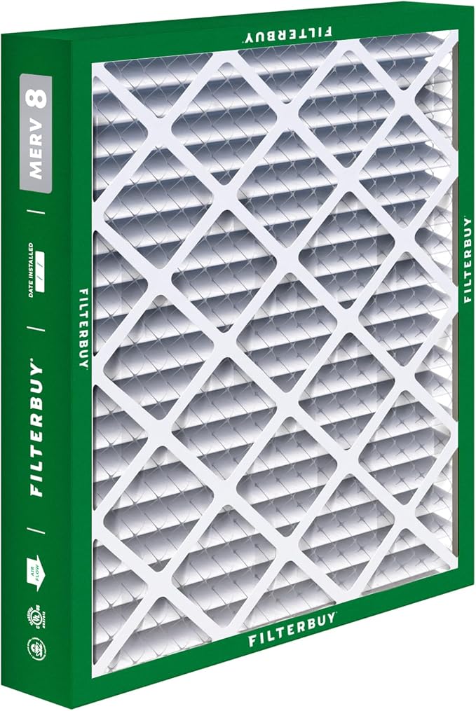 Filterbuy 20x20x5 Air Filter MERV 8 Essential Dust & Allergy Defense, Pleated