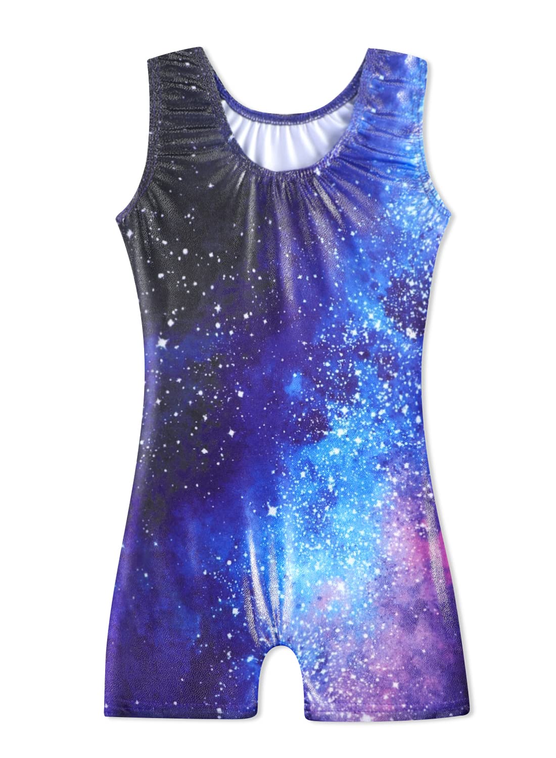 HOZIY Toddler Gymnastics Leotard 1t 2t 12-18 18-24 Months Blue Galaxy Purple Hot Pink Starry Sky Stars Navy Tumbling Biketard Bike Shorts Tumbling Outfits Sparkly