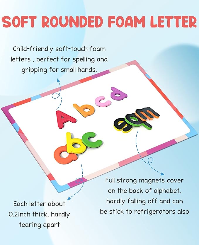 Magnetic Alphabet Letters+Phonics Word Magnetic Letter Tiles-JoyCat 265 Alphabet Tiles, Magnetic Letters Kit with Word-Building Folder and Storage Case, Kindergarten Phonics Awareness, Science of Read