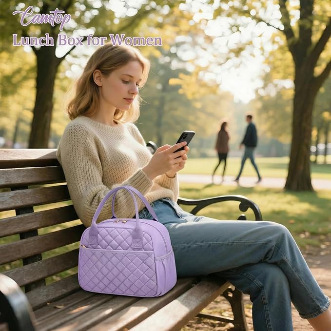 CAMTOP Lunch Box for Women Men Insulated Lunch Bag Lunch Tote Bag Leakproof Thermal Cooler Large Capacity for Travel Work School Picnic (﻿﻿Lavender)
