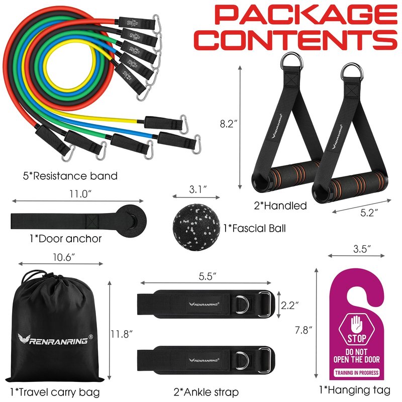 RENRANRING Resistance Bands for Working Out, 150LBS Exercise Bands, Workout Bands, Resistance Bands Set with Handles for Men Women, Legs Ankle Straps