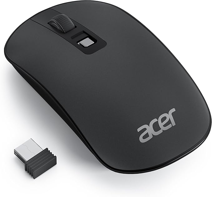 acer Computer Mouse Wireless, 2.4G Slim USB Wireless Mice with USB Receiver, Small Sized Hands, 800/1200/1600 Adjustable DPI Optical Laptop Mouse with 4 Buttons, Portable for Laptop, Desktop, PC
