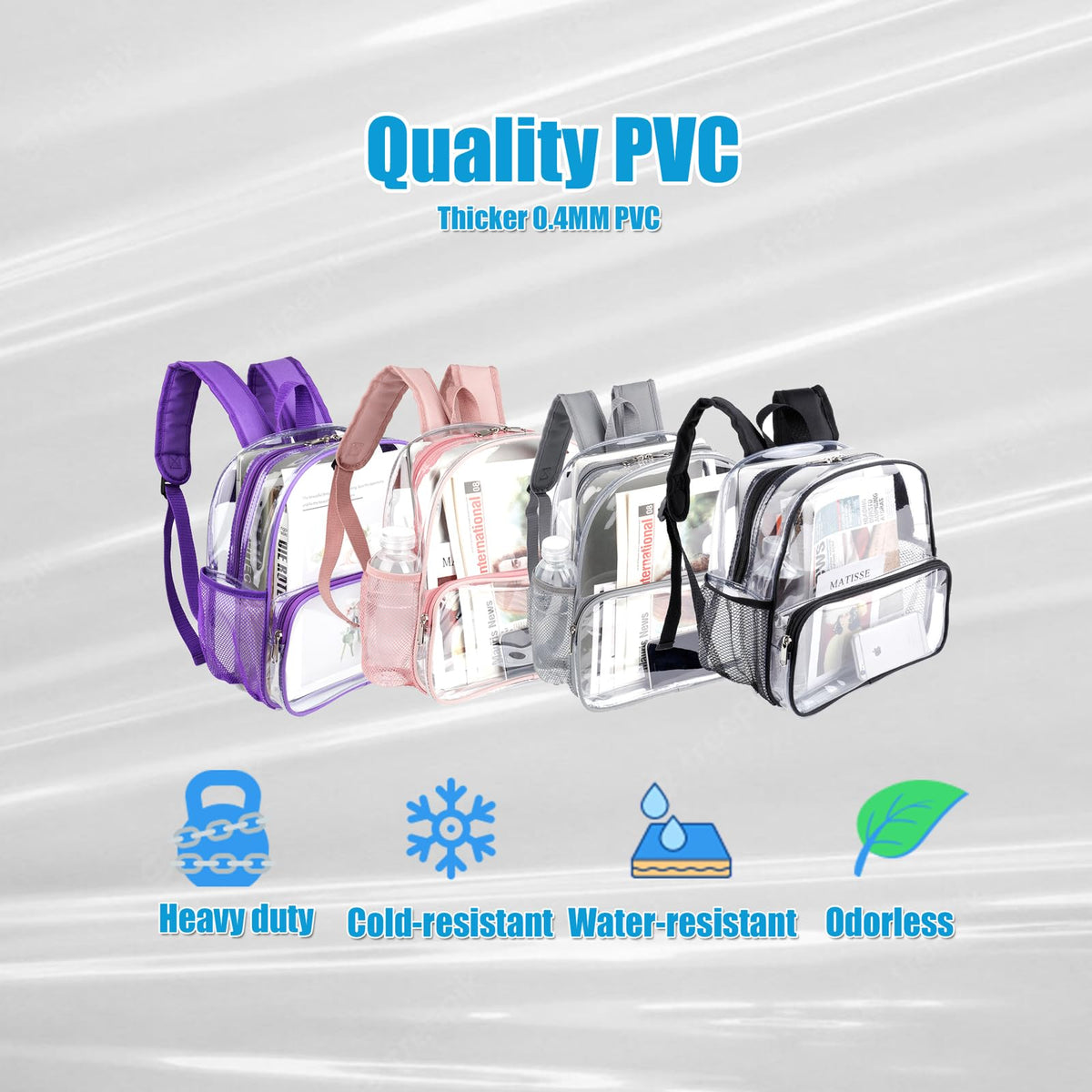 Crosstime Clear Backpack for Stadium Events 12x6x12, Stadium Approved Transparent Bag with Reinforced Straps for Sports, Games, Concerts, Festivals