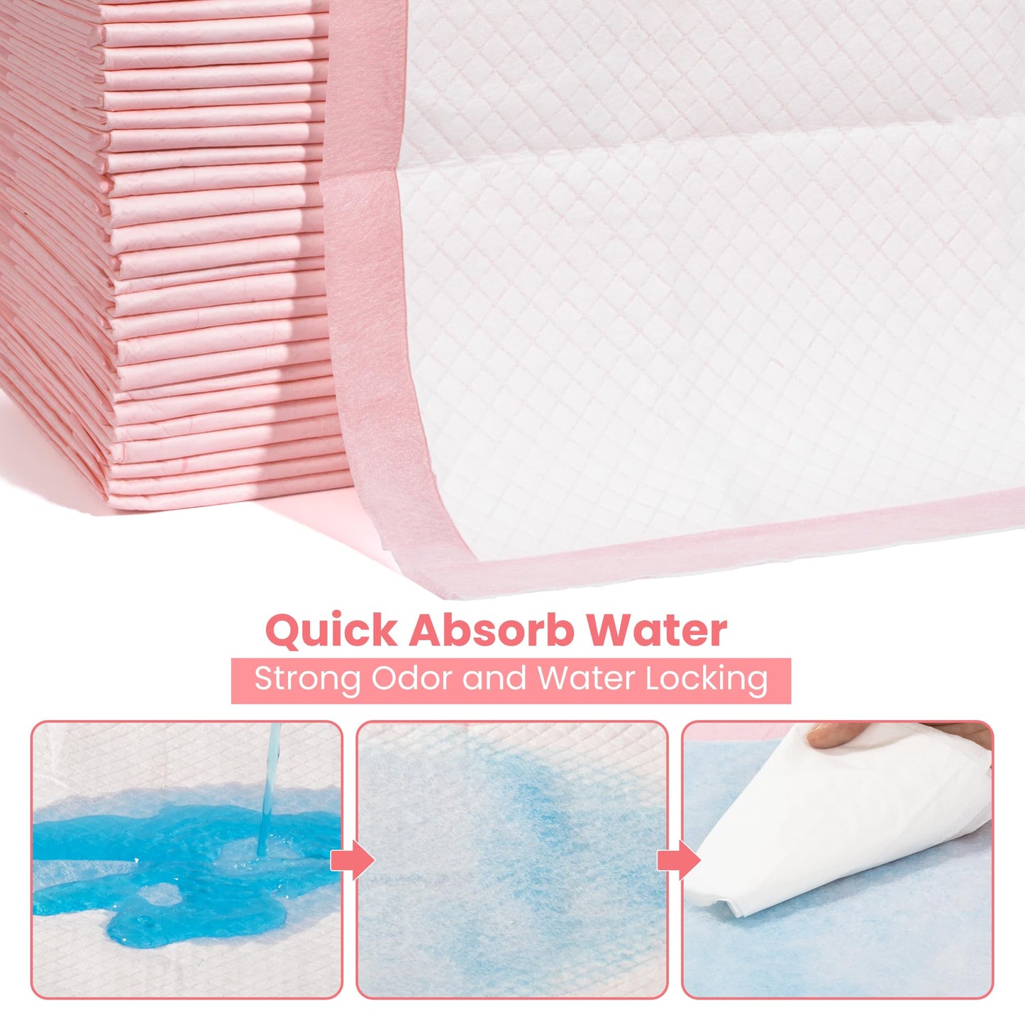 Pet Toilet Training Pads 100Count Disposable Puppy Pee Pads 18" x 13" for Dogs, Ultra Absorbent|Quick Dry|Leak-Proof Pet Potty Pads for Dog, Cat, Rabbits and Guinea Pigs (Pink)